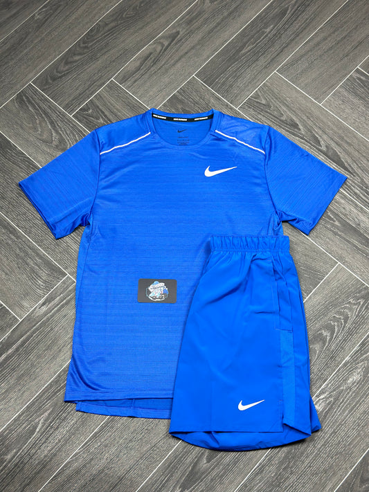 Nike Miler 1.0 T-Shirt & Challenger Shorts (7in) Royal Blue Set